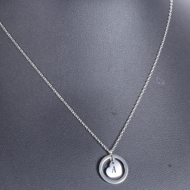 Dangle Heart Initial Necklace