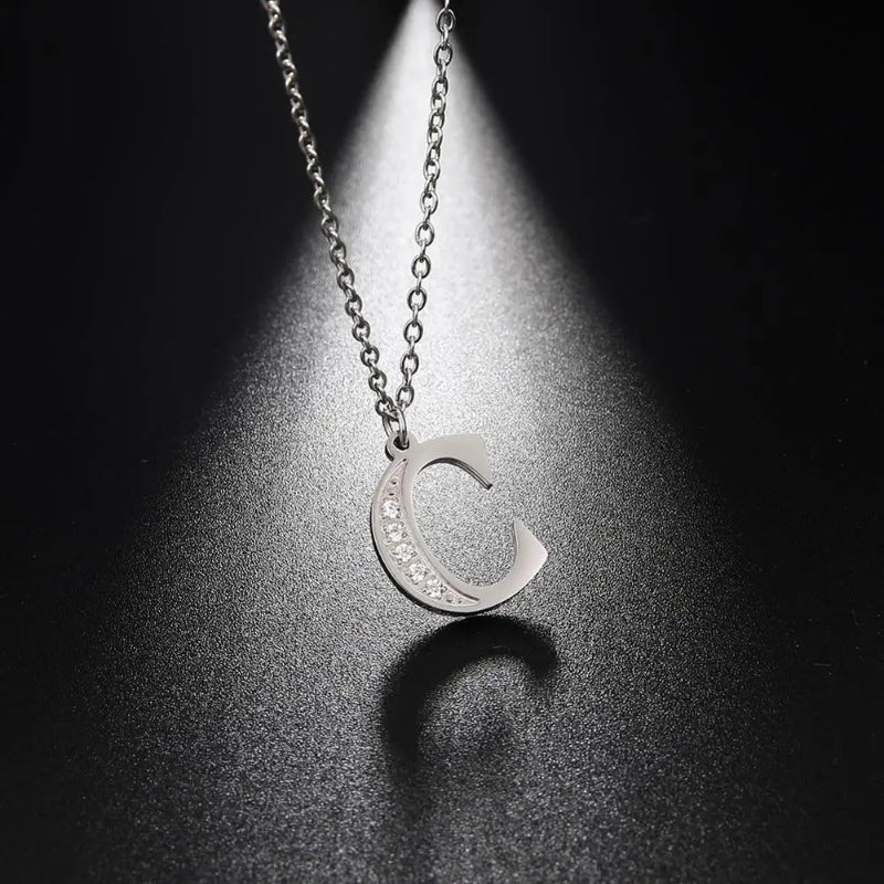 Initial Necklace With Dazzling Zircon