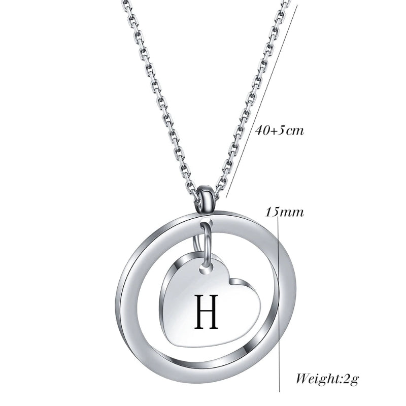 Dangle Heart Initial Necklace