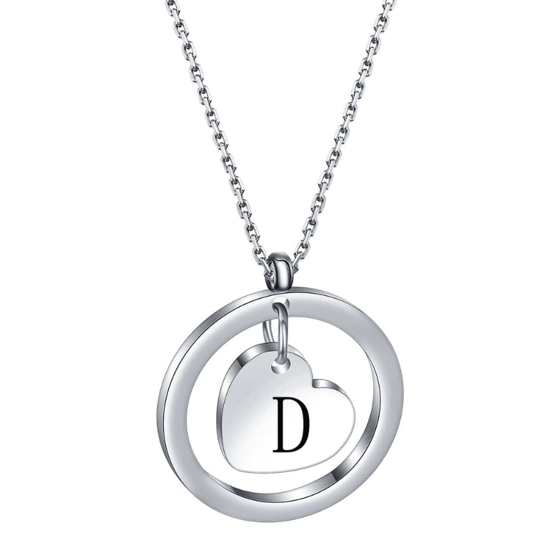 Dangle Heart Initial Necklace
