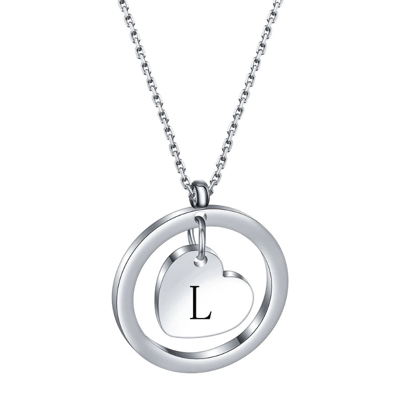 Dangle Heart Initial L Necklace