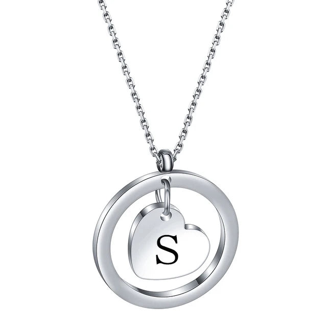 Dangle Heart Initial S Necklace