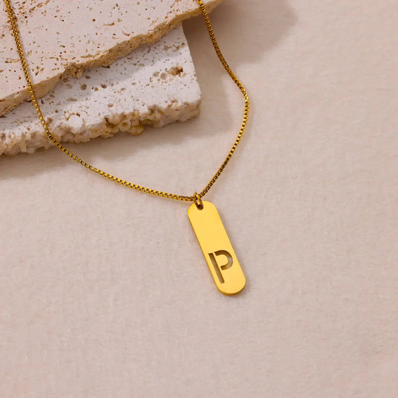 Hollow Initial Necklace