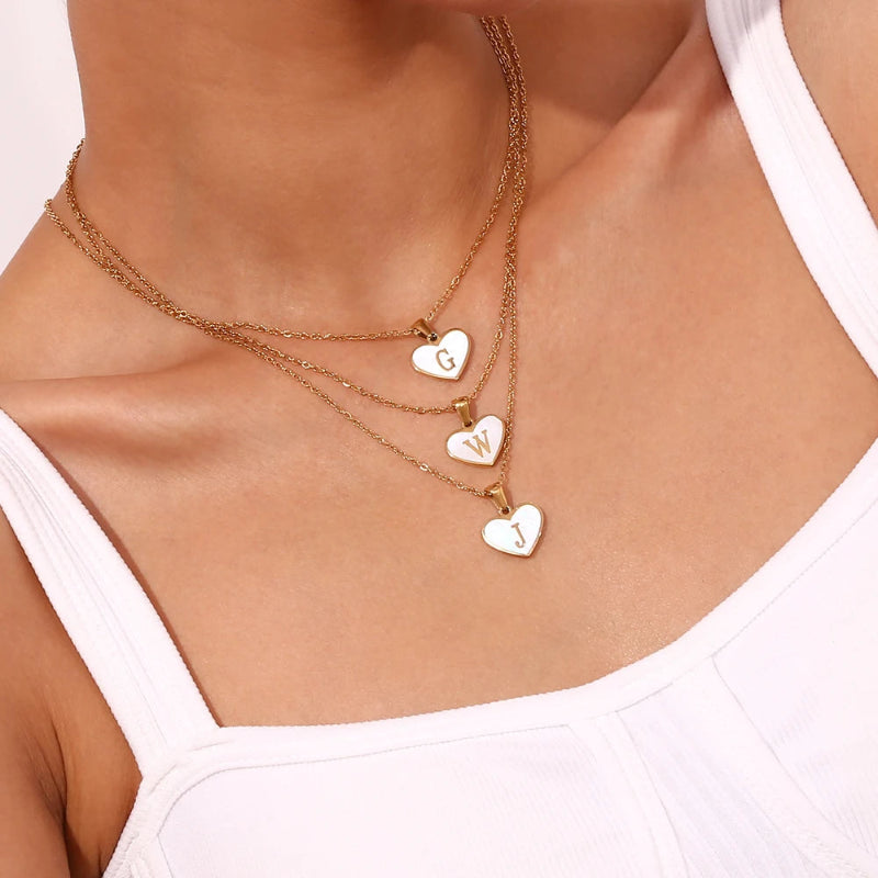 Heart Shell Initial Necklace