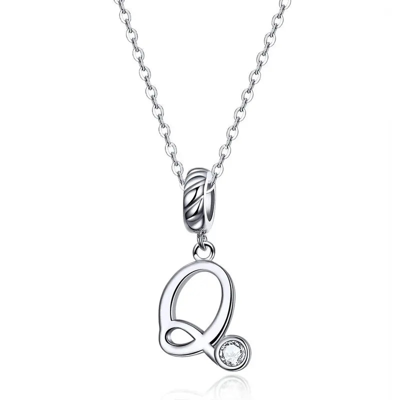 Vintage Initial Letter Charm Necklace