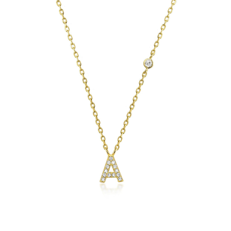 Sterling Silver Gold Letters Pendant Monogram Necklace