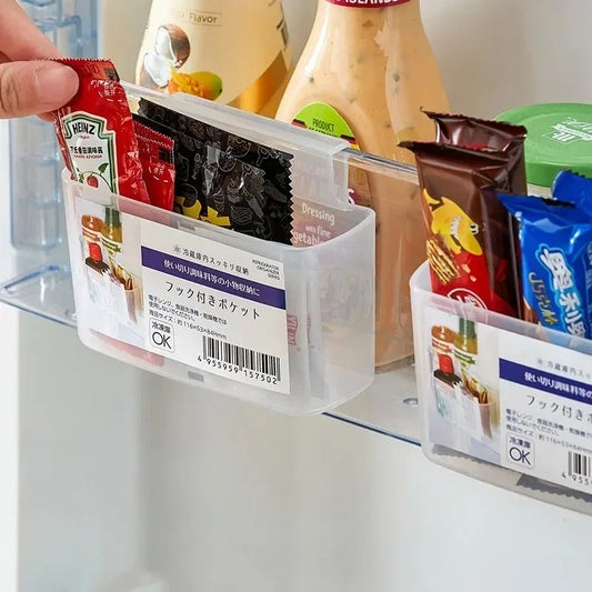 Hanging Storage Pocket Organizer – Hook-Mount Small Item Holder for Kitchen, Fridge & More
