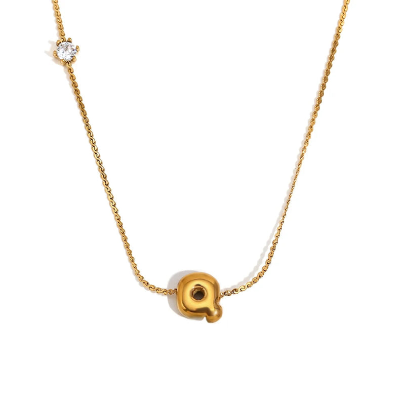 Mini Bubble Up initial With Zircon Necklace