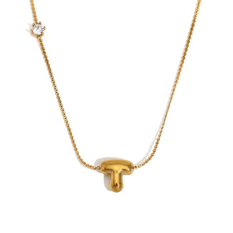 Mini Bubble Up initial With Zircon Necklace