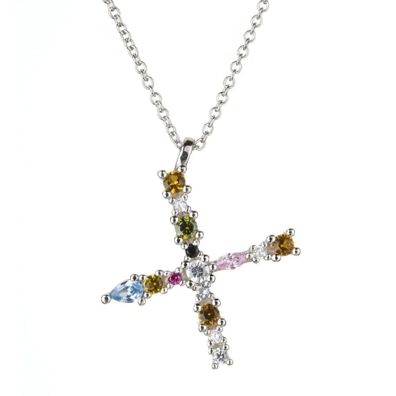 Colorful Initial X Necklace