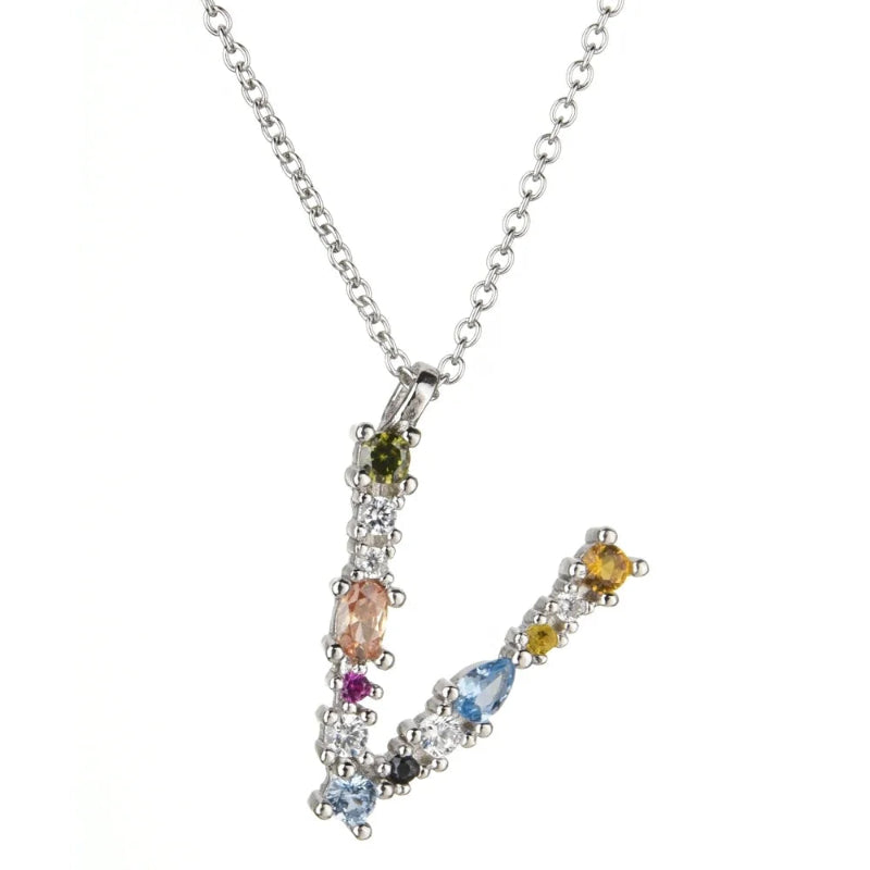 Colorful Initial V Necklace