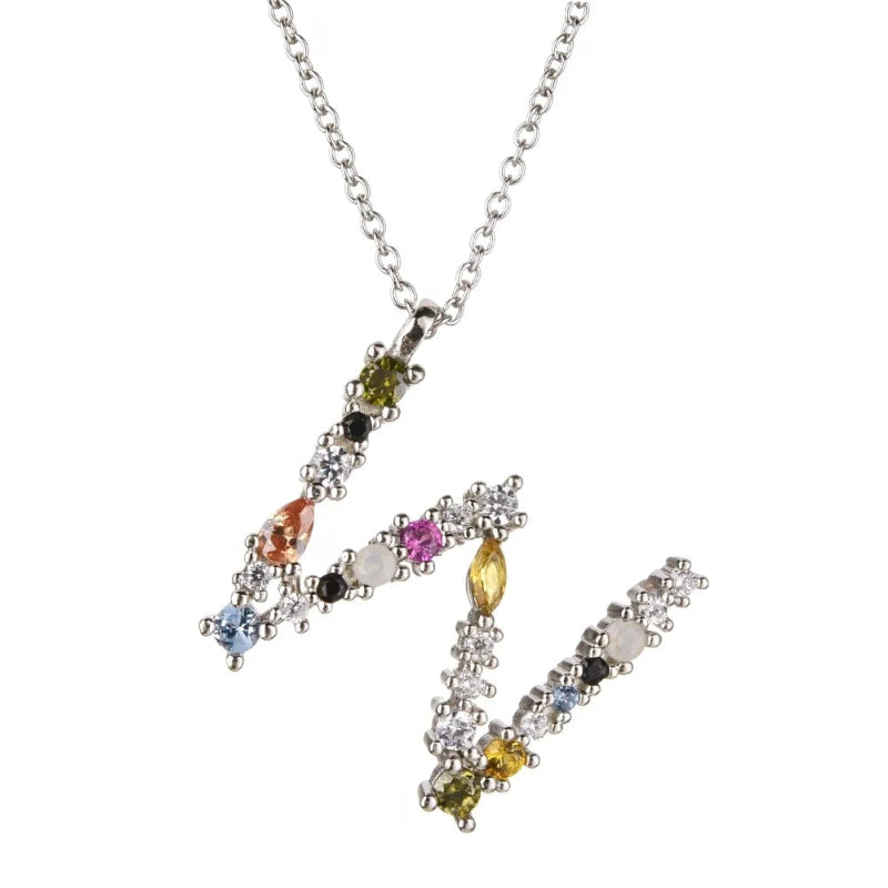 Colorful Initial W Necklace