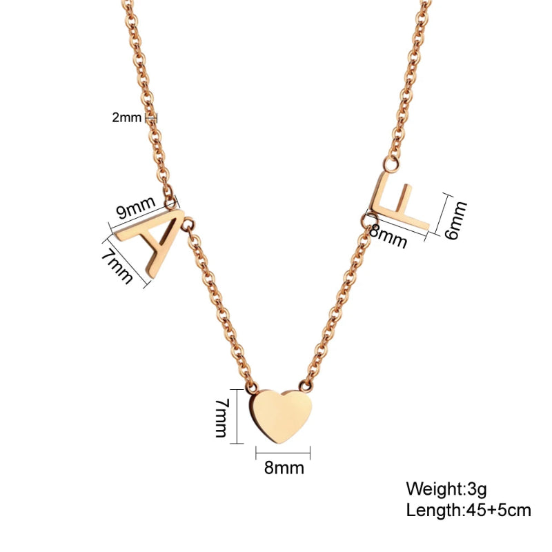Personalized Heart Initial Necklace