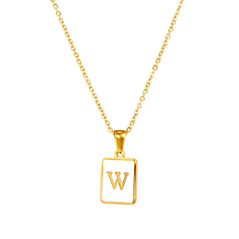 Minimalist Mother of Pearl Initial Necklace
