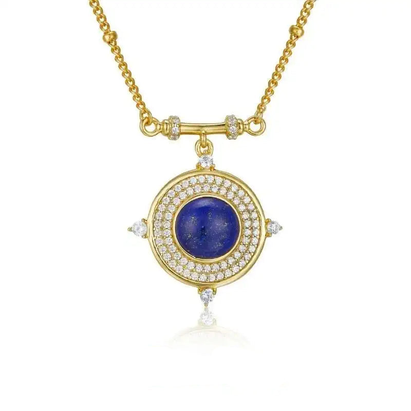 Lapis Lazuli Round Pendant Necklace