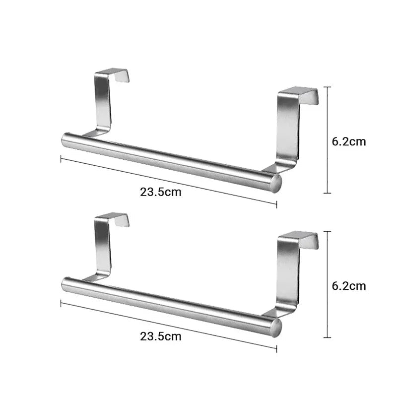 Over Cabinet Door Towel Bar – Stainless Steel Kitchen & Bathroom Hanger (1 or 2 pcs)