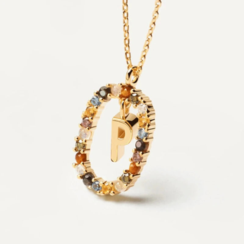 Coloured Zircon Letter Necklace