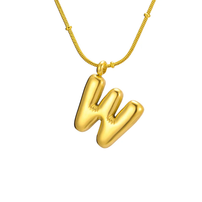 Bubble Initial W Necklace