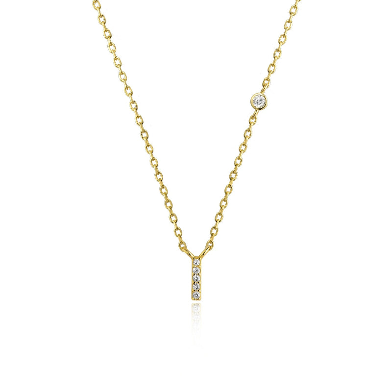 Sterling Silver Gold Letters Pendant Monogram Necklace