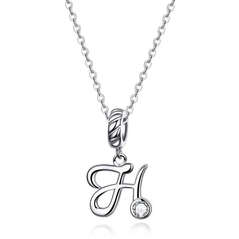 Vintage Initial Letter Charm Necklace