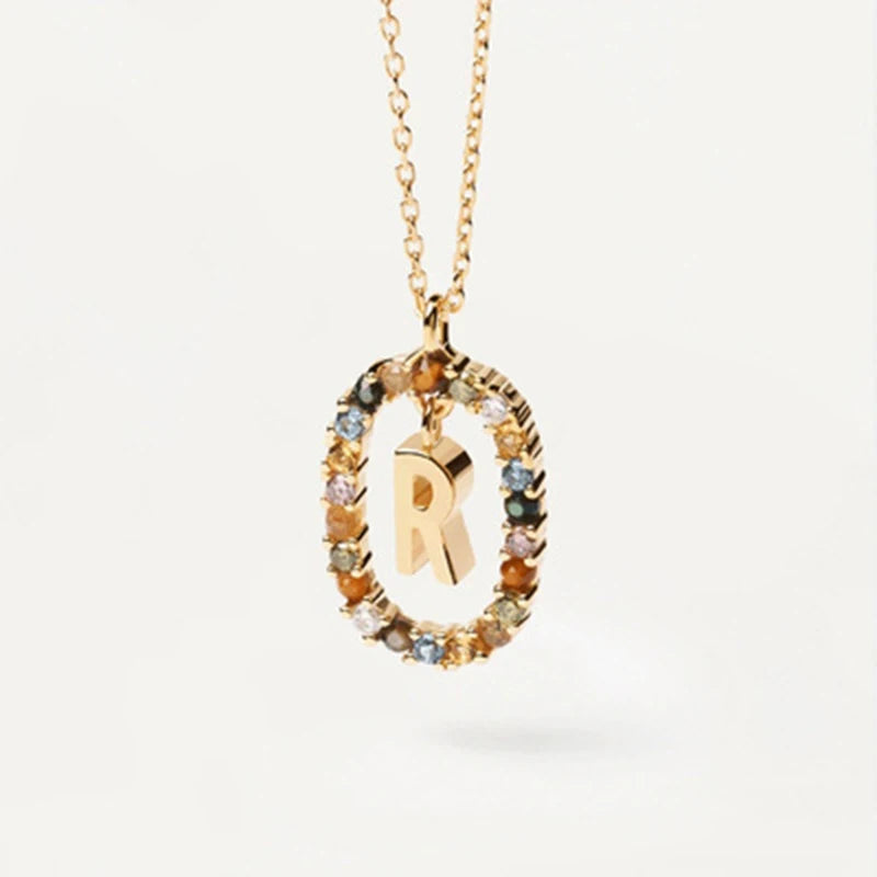 Coloured Zircon Letter Necklace