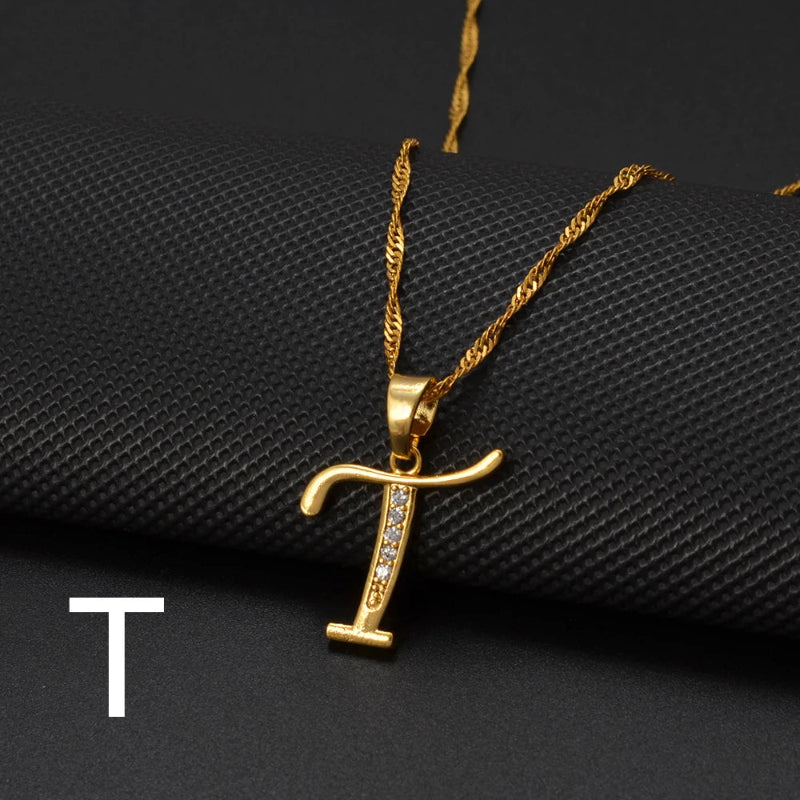 Cubic Zirconia Initial Necklace
