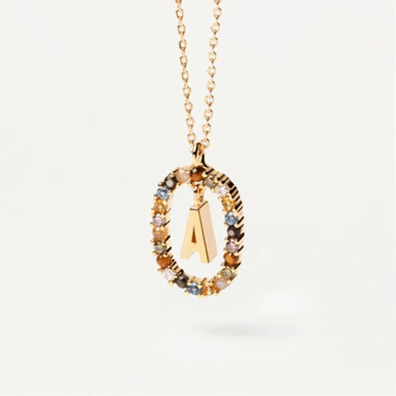 Coloured Zircon Letter Necklace