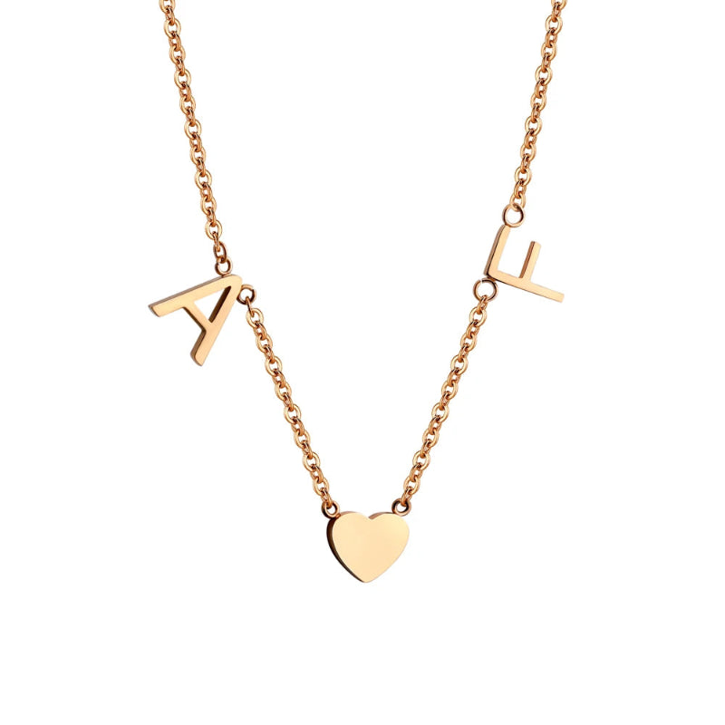 Personalized Heart Initial Necklace