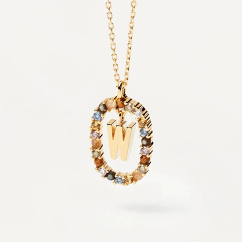 Coloured Zircon Letter Necklace