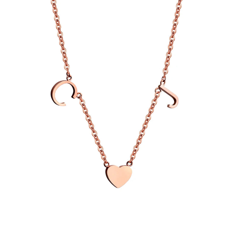 Personalized Heart Initial Necklace