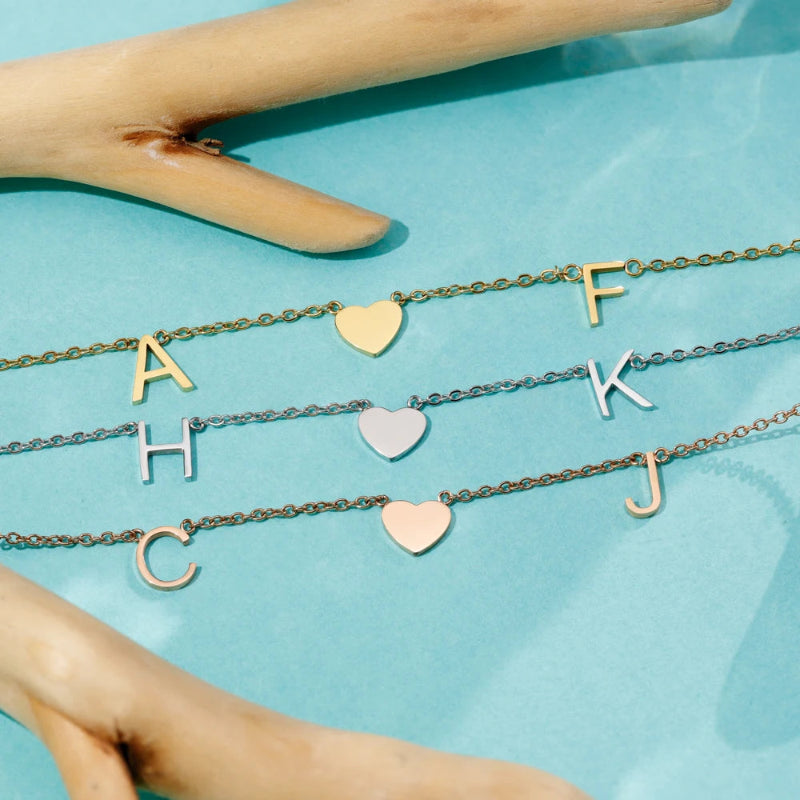 Personalized Heart Initial Necklace