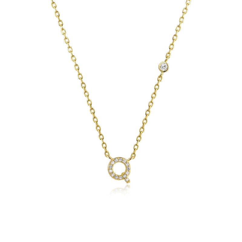 Sterling Silver Gold Letters Pendant Monogram Necklace