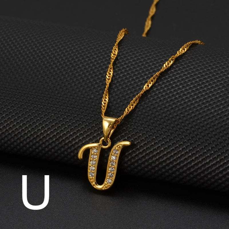 Cubic Zirconia Initial Necklace