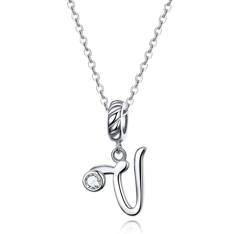 Vintage Initial Letter Charm Necklace