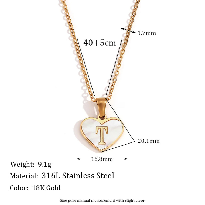 Heart Shell Initial Necklace