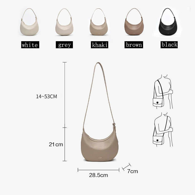 Women Minimal Half-Moon Shape Shoulder & Crossbody Bag