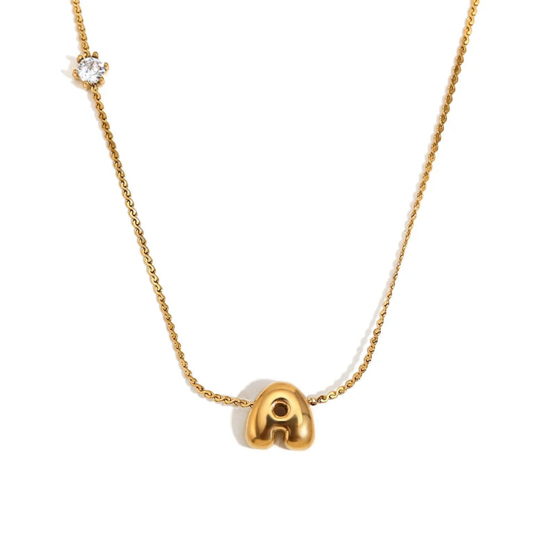 Mini Bubble Up initial With Zircon Necklace