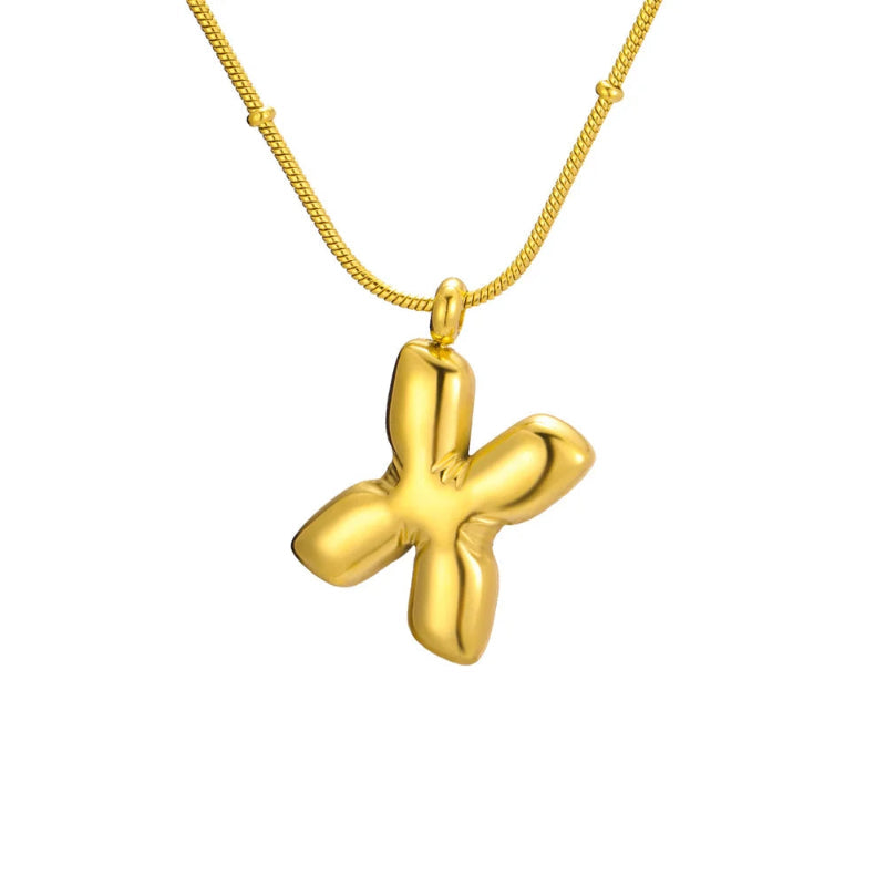 Bubble Initial X Necklace