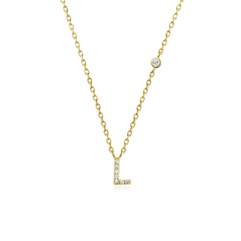 Sterling Silver Gold Letters Pendant Monogram Necklace