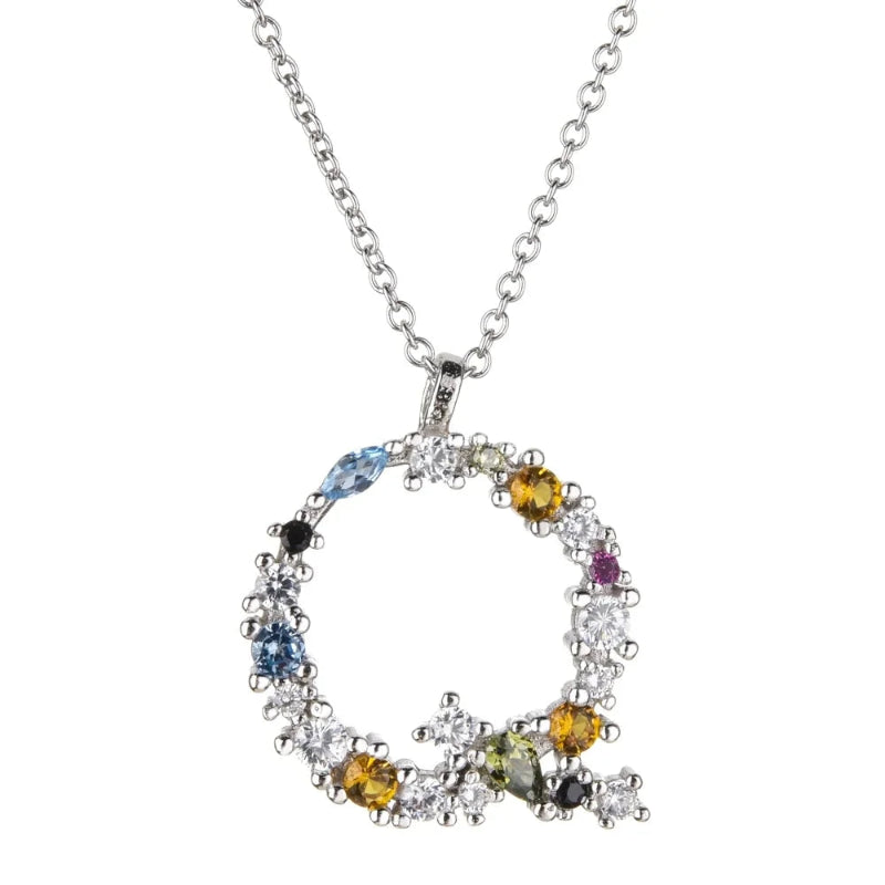 Colorful Initial Q Necklace