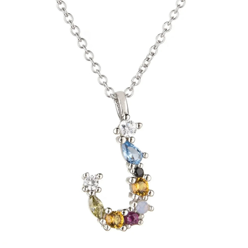 Colorful Initial J Necklace