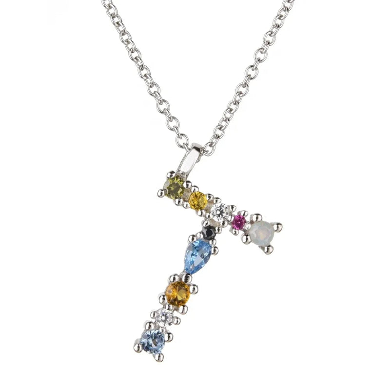 Colorful Initial T Necklace