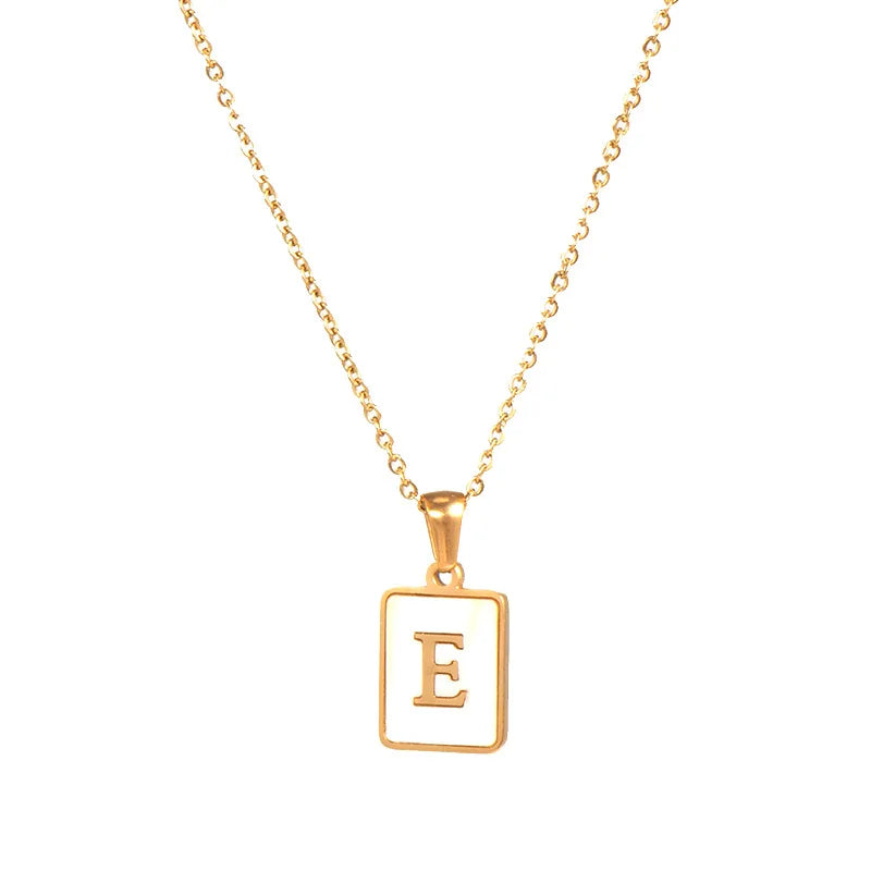 Minimalist Mother of Pearl Initial Necklace