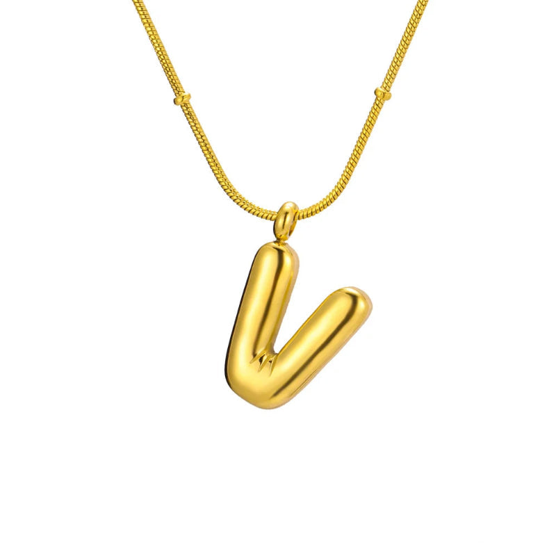 Bubble Initial V Necklace