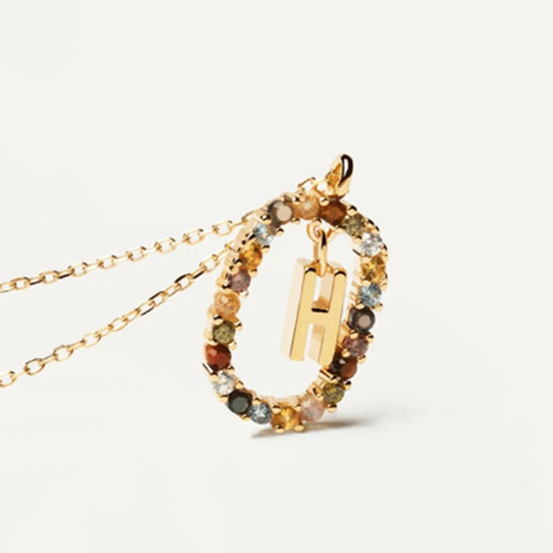 Coloured Zircon Letter Necklace