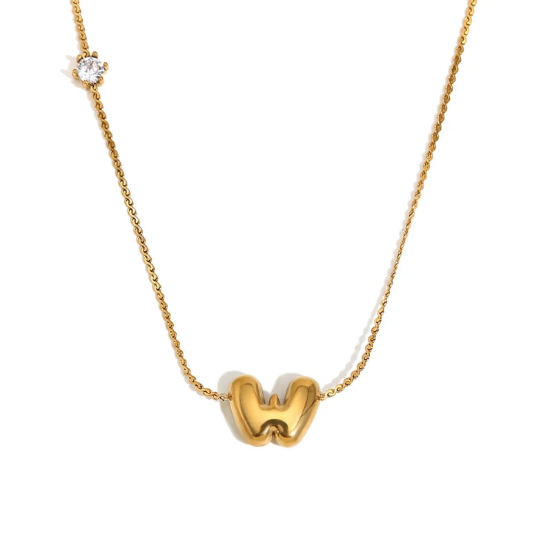 Mini Bubble Up initial With Zircon Necklace