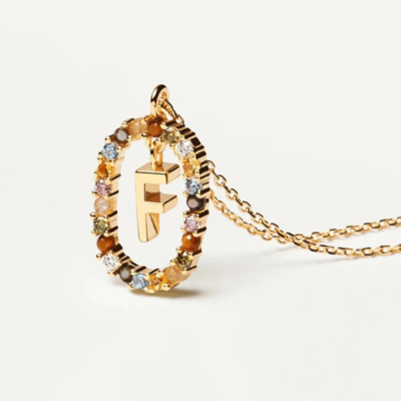 Coloured Zircon Letter Necklace