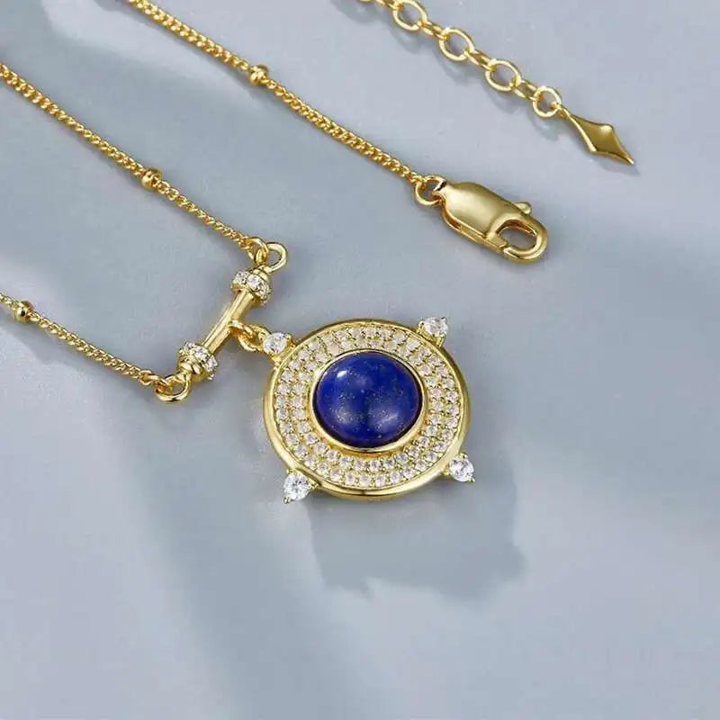 Lapis Lazuli Round Pendant Necklace