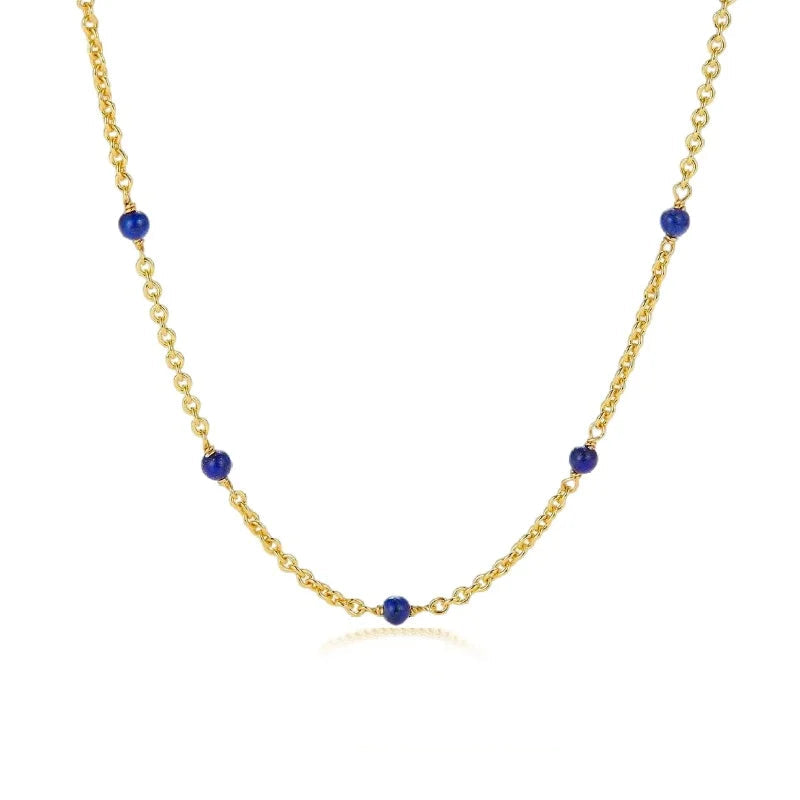 Lapis Lazuli Beaded Station Necklace