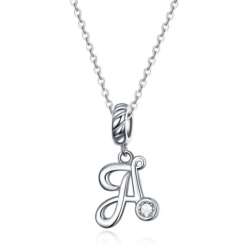 Vintage Initial Letter Charm Necklace